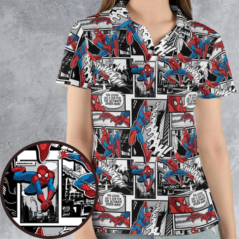 Spider Man Comic Pattern AOP Men/Women Polo Shirt - 4