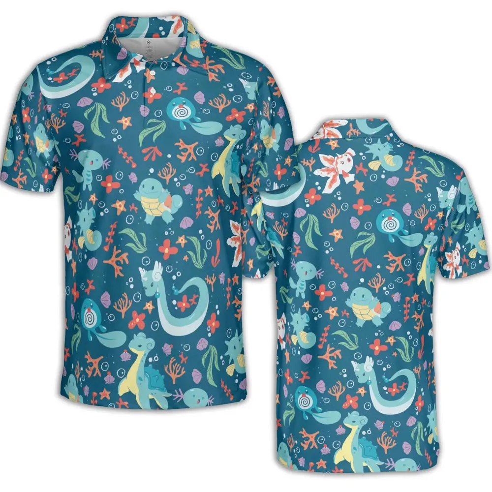 Water Pokemon Pattern AOP Men/Women Polo Shirt - 2