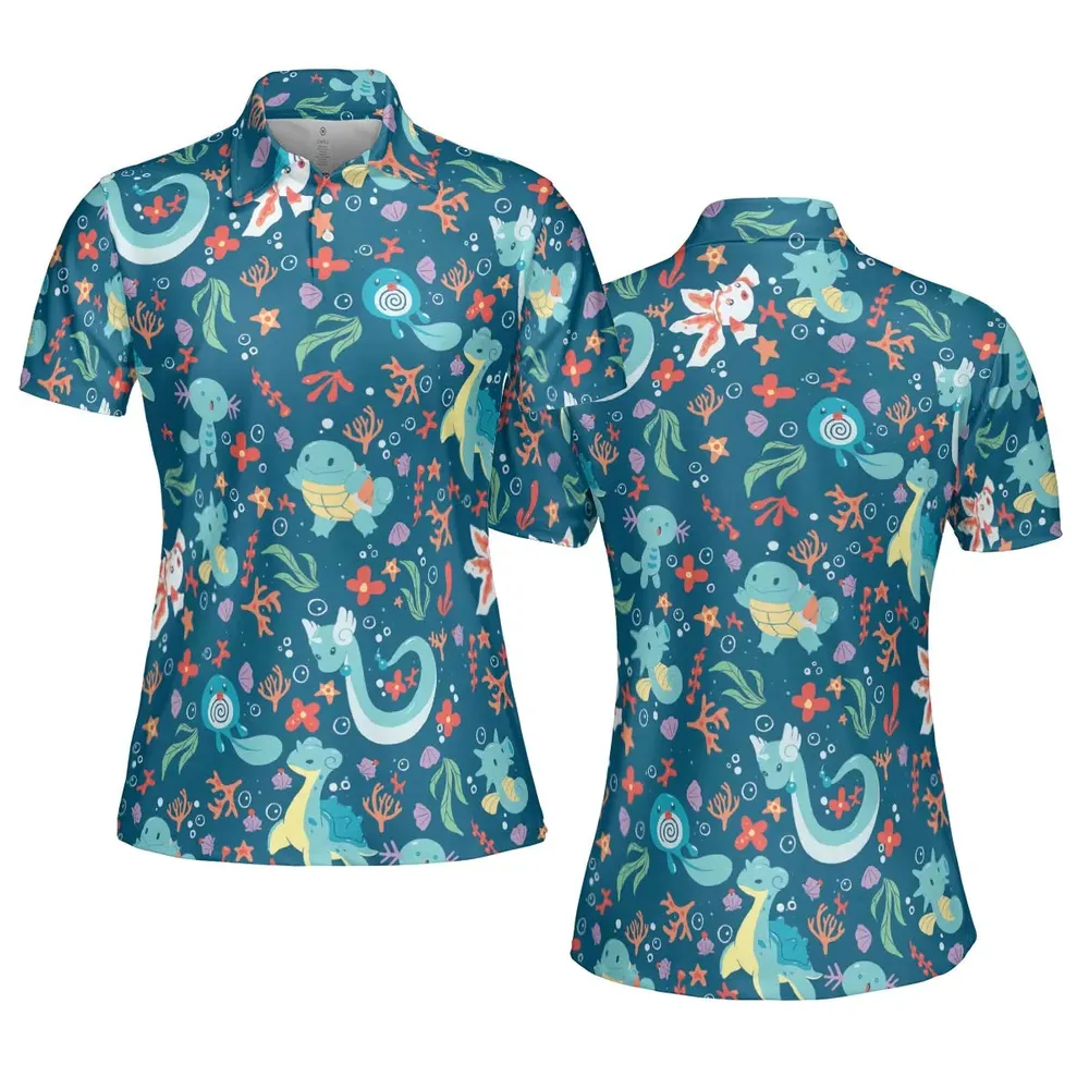 Water Pokemon Pattern AOP Men/Women Polo Shirt - 5