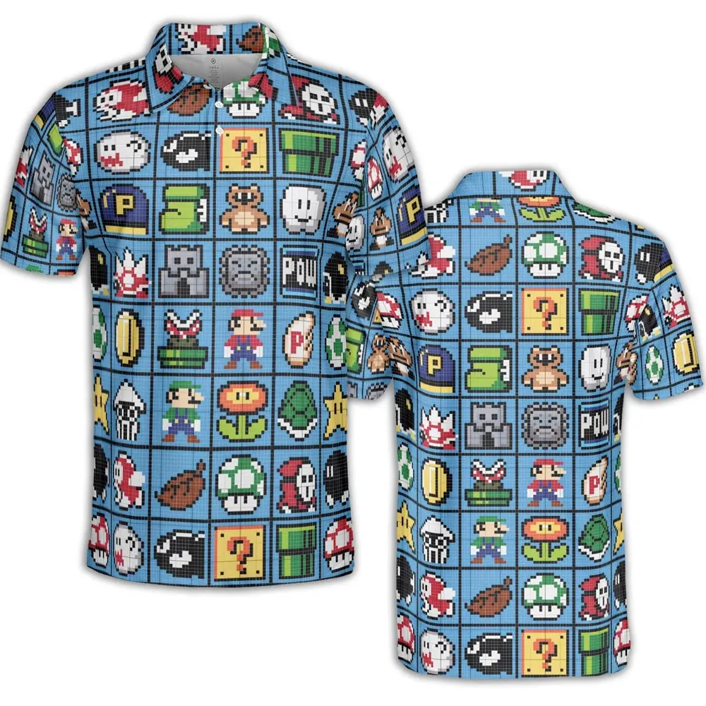Mario Pixel Super Mario Pattern AOP Men/Women Polo Shirt - 2