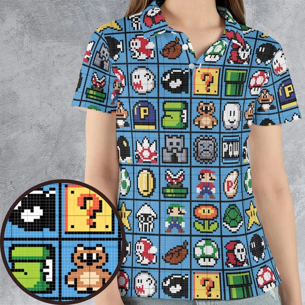 Mario Pixel Super Mario Pattern AOP Men/Women Polo Shirt - 4