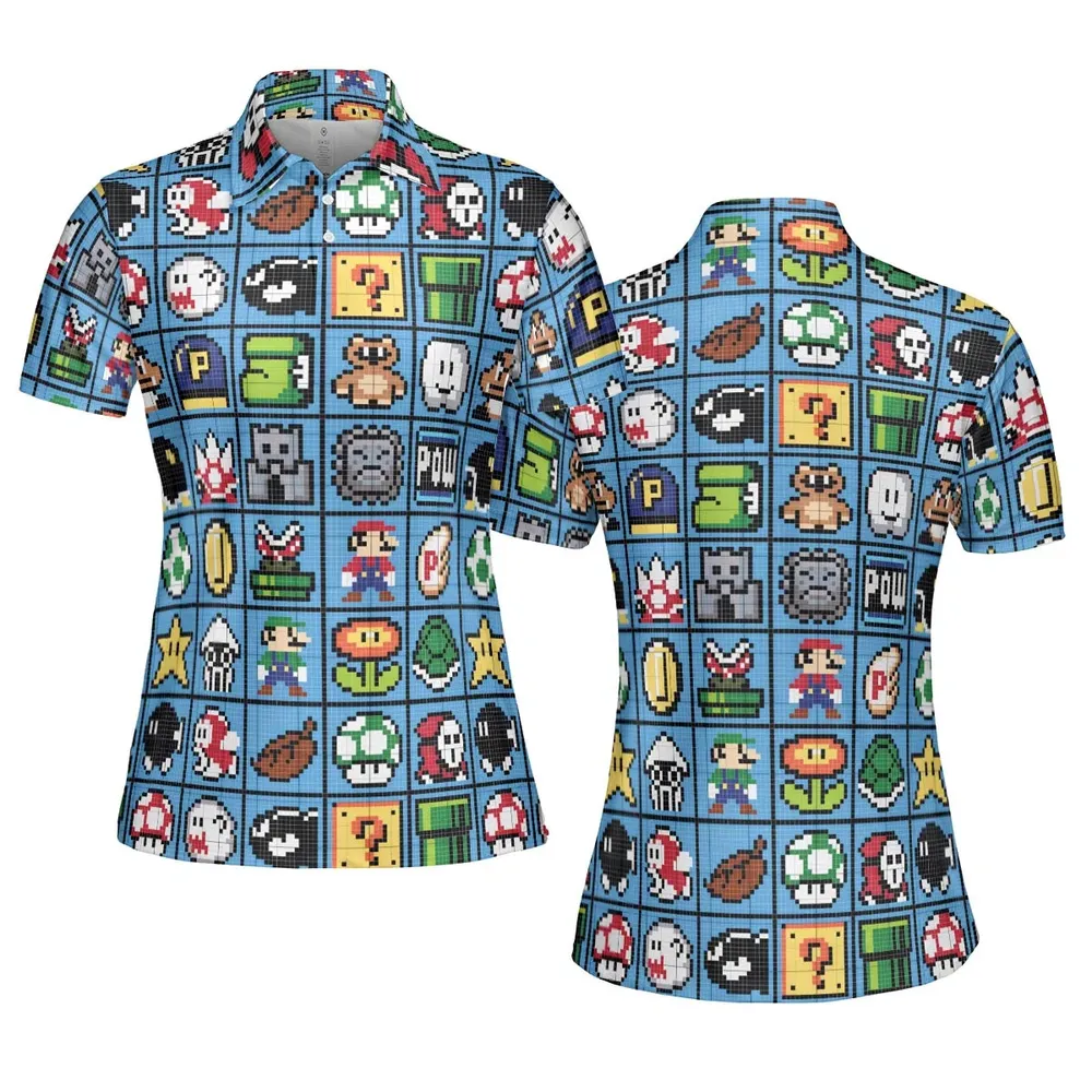 Mario Pixel Super Mario Pattern AOP Men/Women Polo Shirt - 5