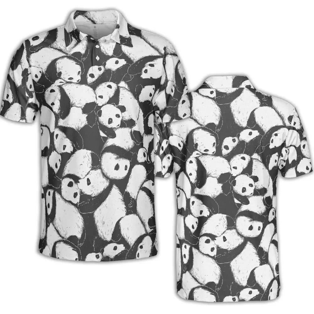 Lazy Day Panda Pattern AOP Men/Women Polo Shirt - 2