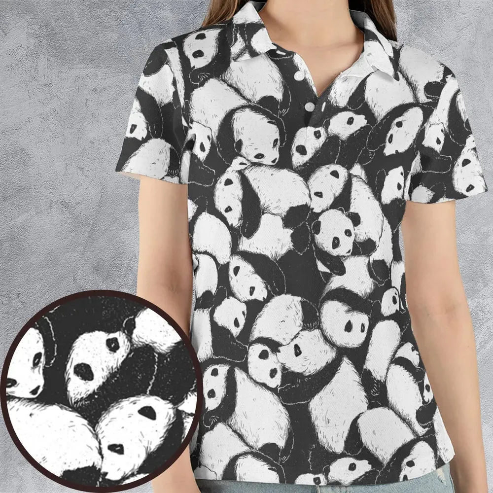 Lazy Day Panda Pattern AOP Men/Women Polo Shirt - 4