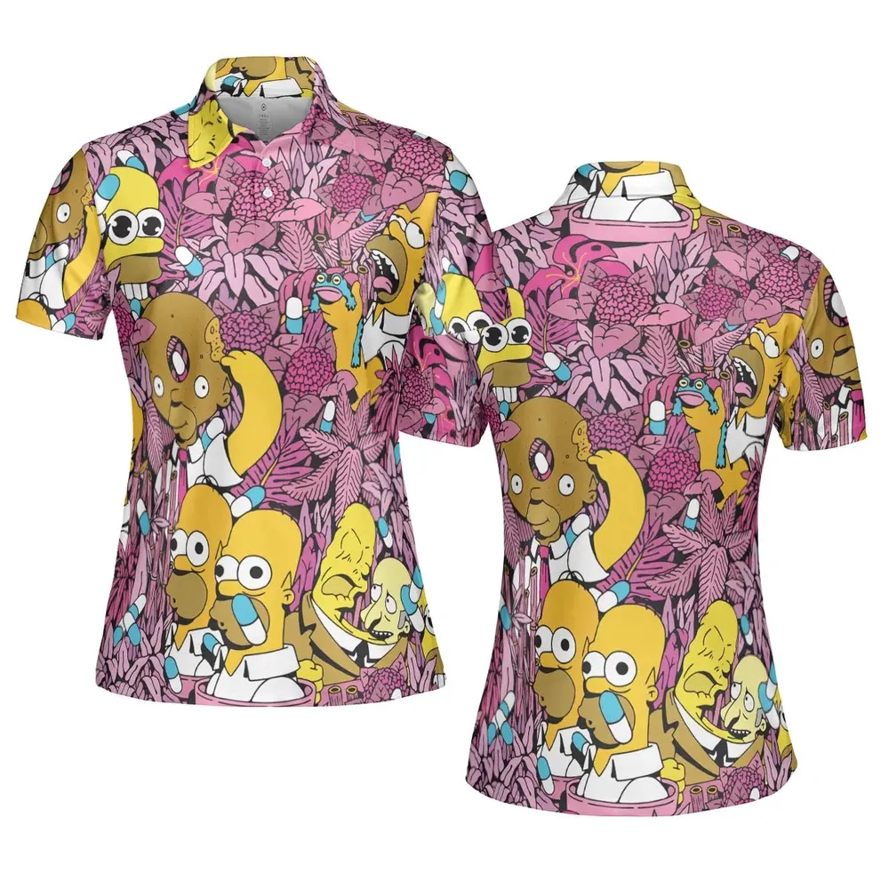 Homer Simpson In Flower Bush The Simpsons AOP Men/Women Polo Shirt - 5