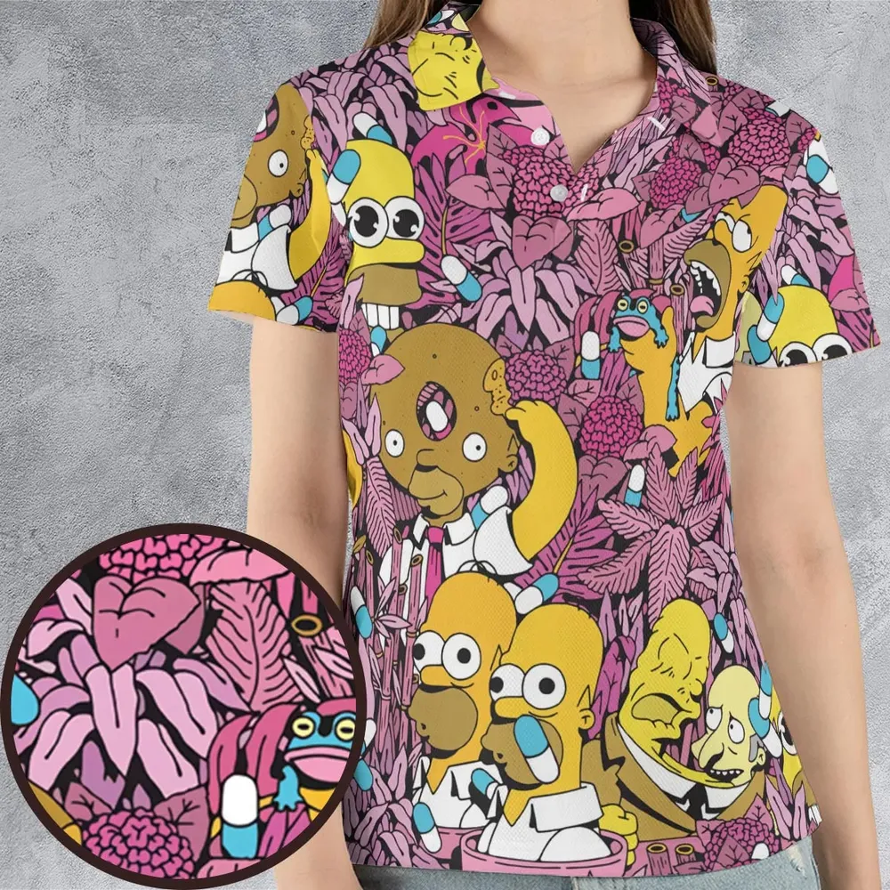 Homer Simpson In Flower Bush The Simpsons AOP Men/Women Polo Shirt - 4