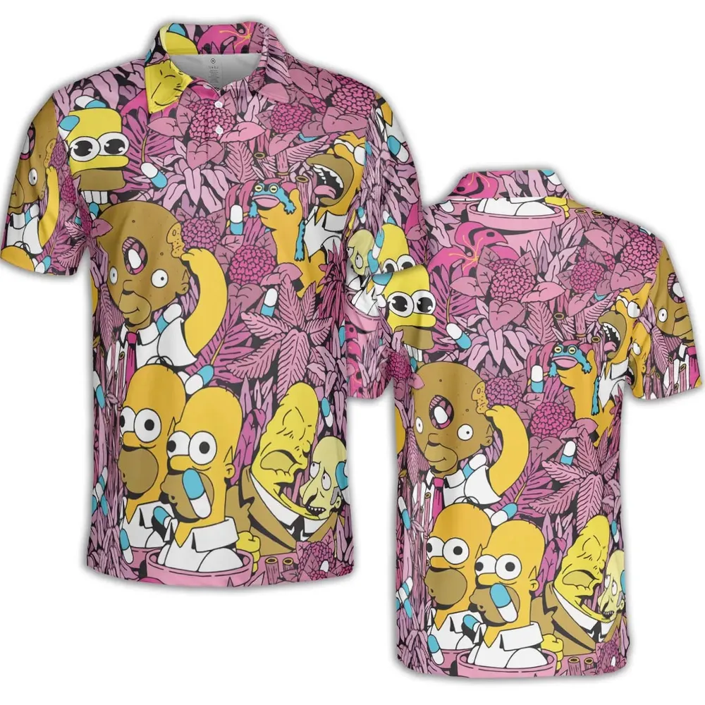 Homer Simpson In Flower Bush The Simpsons AOP Men/Women Polo Shirt - 2