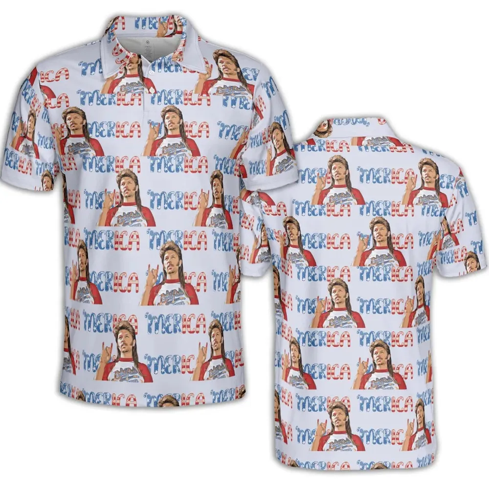 Joe Dirt 'Merica 4th Of July Pattern AOP Men/Women Polo Shirt - 2