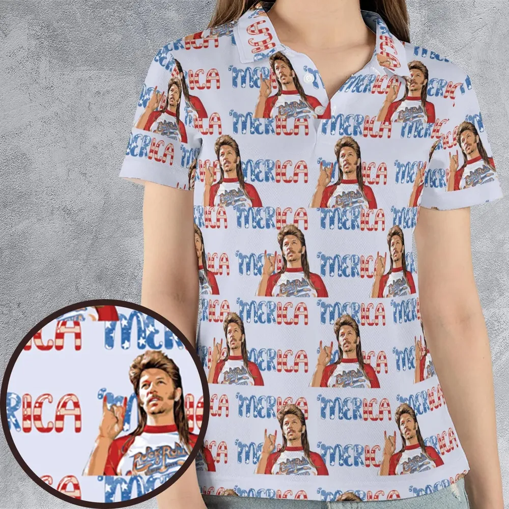 Joe Dirt 'Merica 4th Of July Pattern AOP Men/Women Polo Shirt - 4