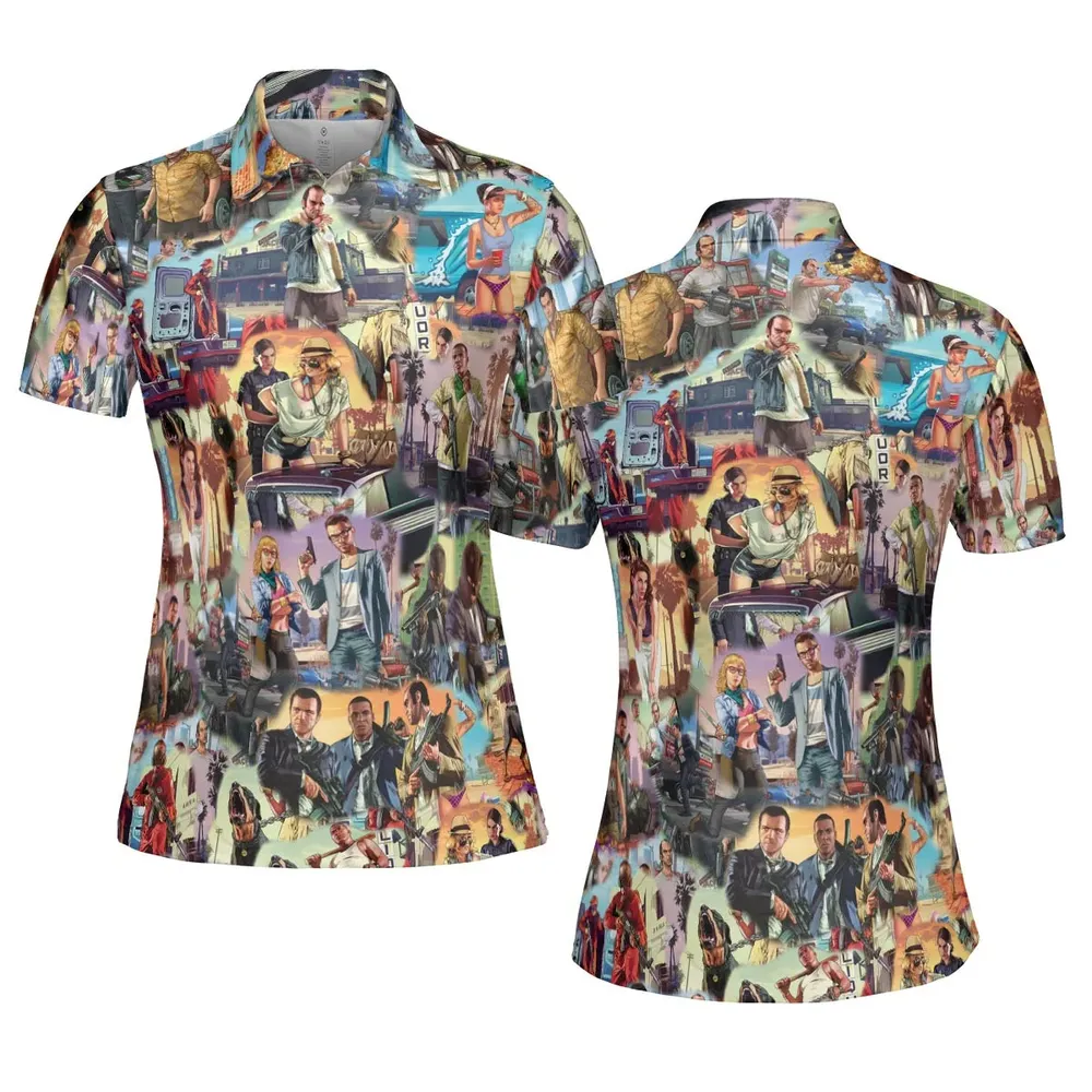 GTA Grand Theft Auto Scenes AOP Men/Women Polo Shirt - 5