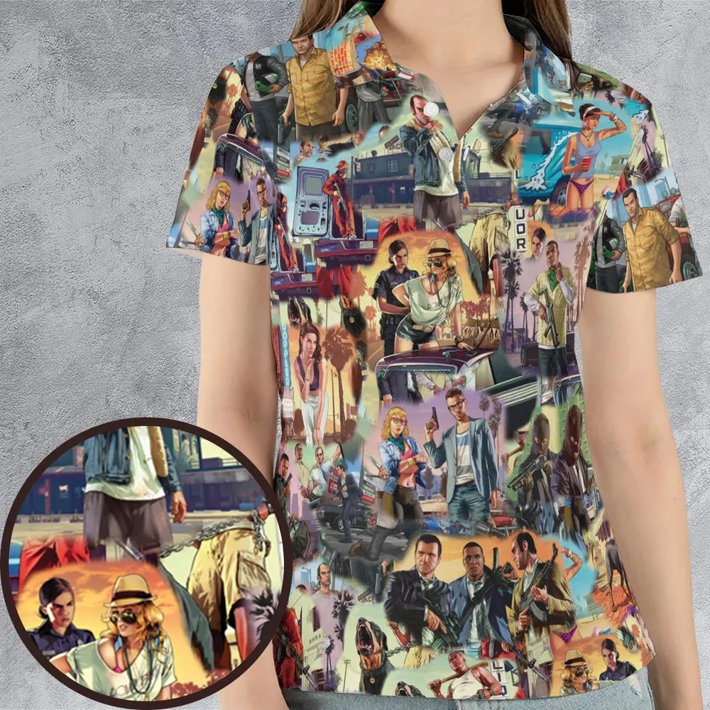 GTA Grand Theft Auto Scenes AOP Men/Women Polo Shirt - 4