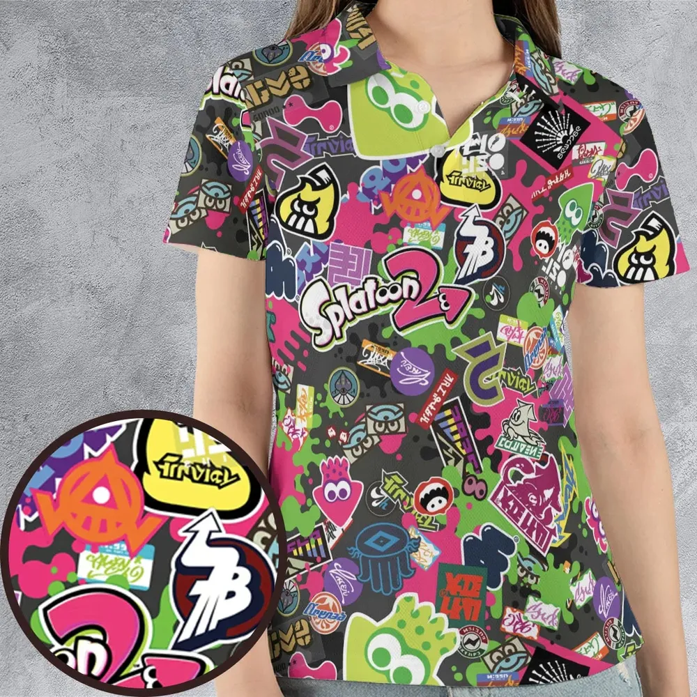 Splatoon Video Game Pattern AOP Men/Women Polo Shirt - 4