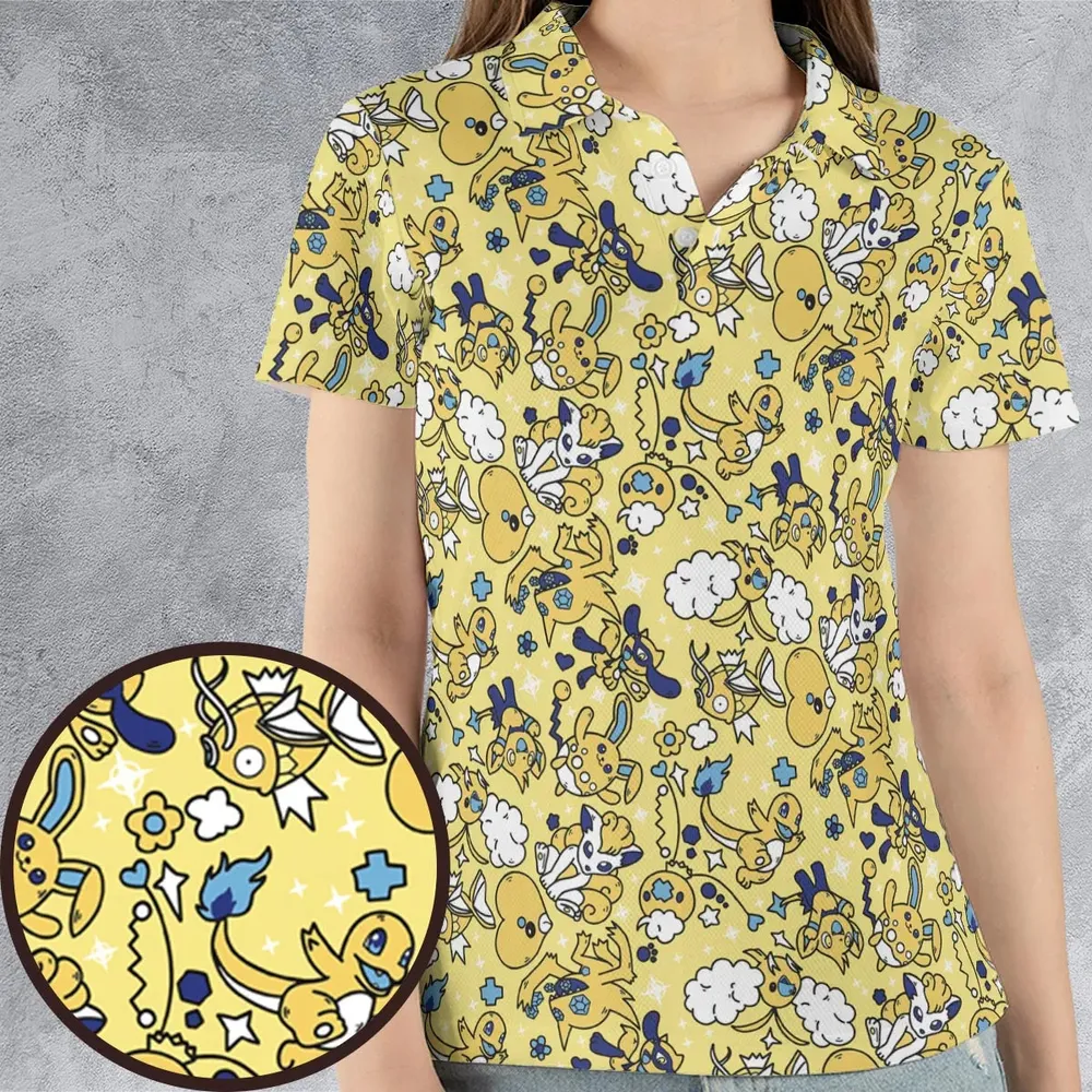Shiny Magikarp Pokemon Pattern AOP Men/Women Polo Shirt - 4