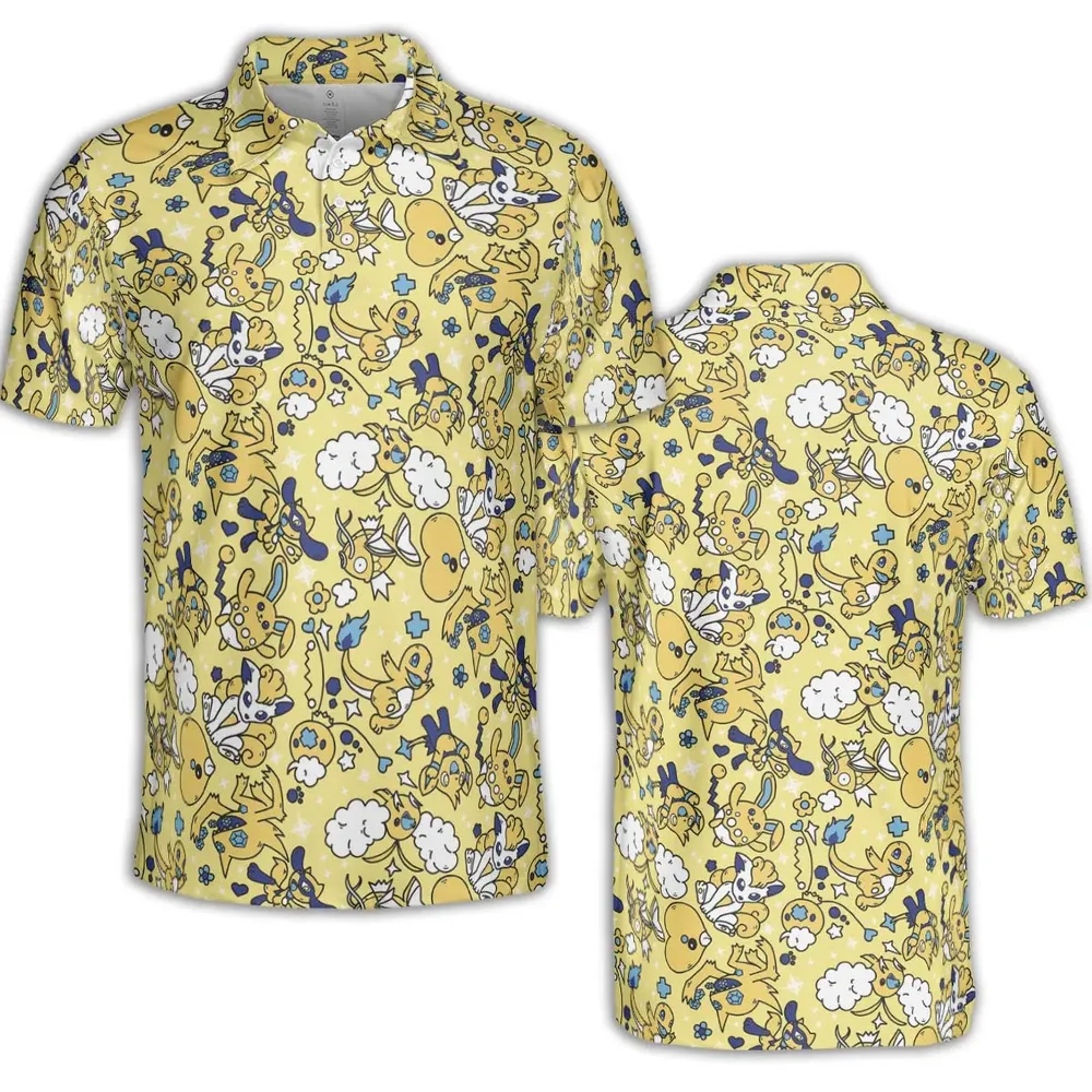 Shiny Magikarp Pokemon Pattern AOP Men/Women Polo Shirt - 2