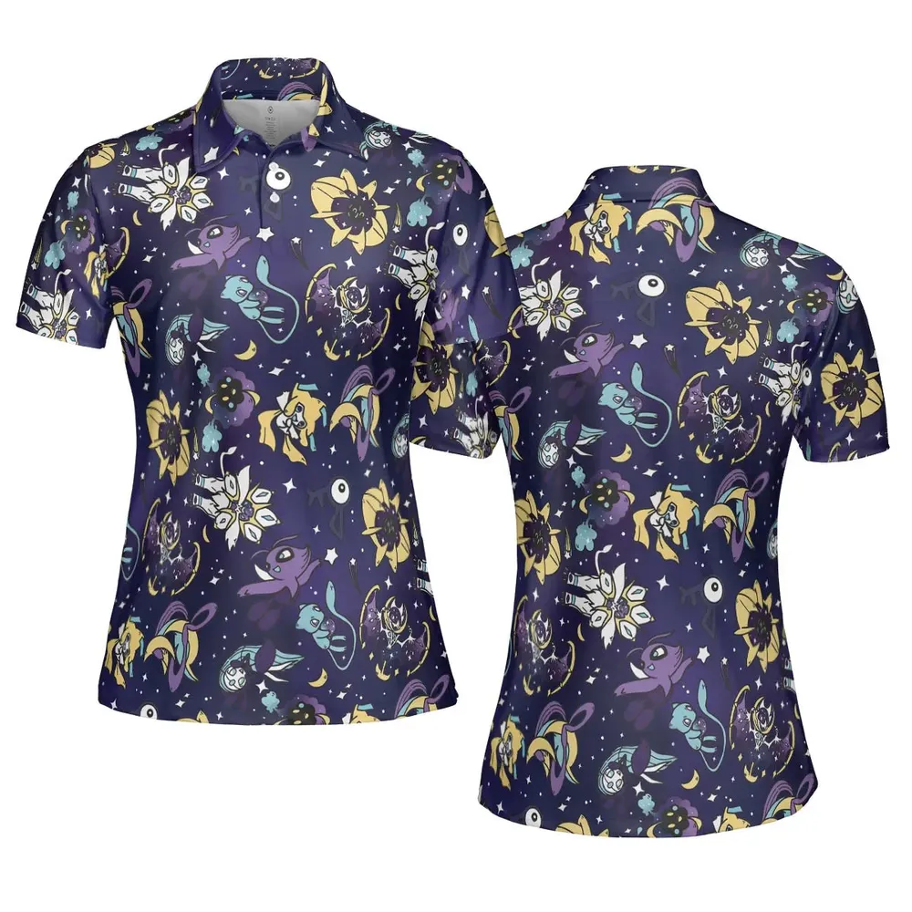 Galaxy Mew Psychic Type Pokemon AOP Men/Women Polo Shirt - 5