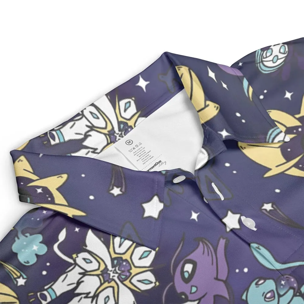 Galaxy Mew Psychic Type Pokemon AOP Men/Women Polo Shirt - 3