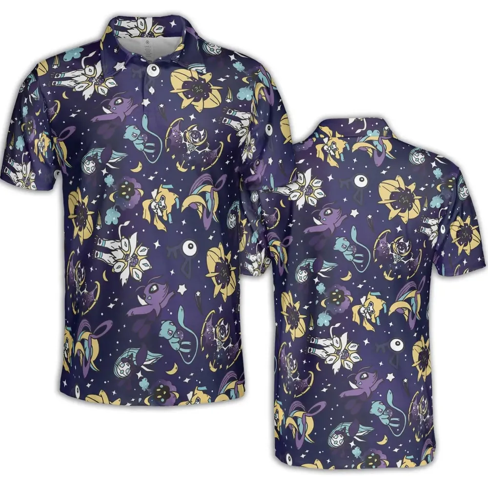 Galaxy Mew Psychic Type Pokemon AOP Men/Women Polo Shirt - 2