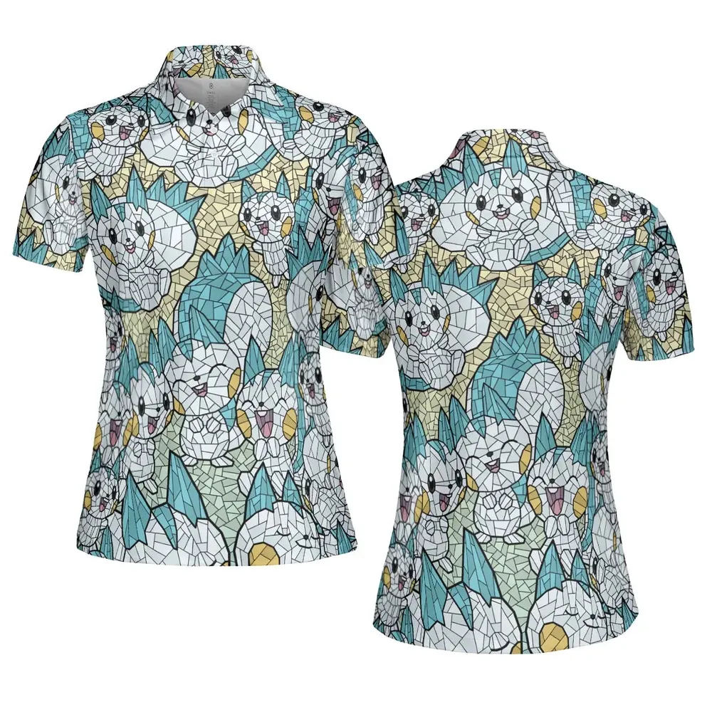 Pachirisu Stained Glass Pokemon AOP Men/Women Polo Shirt - 5