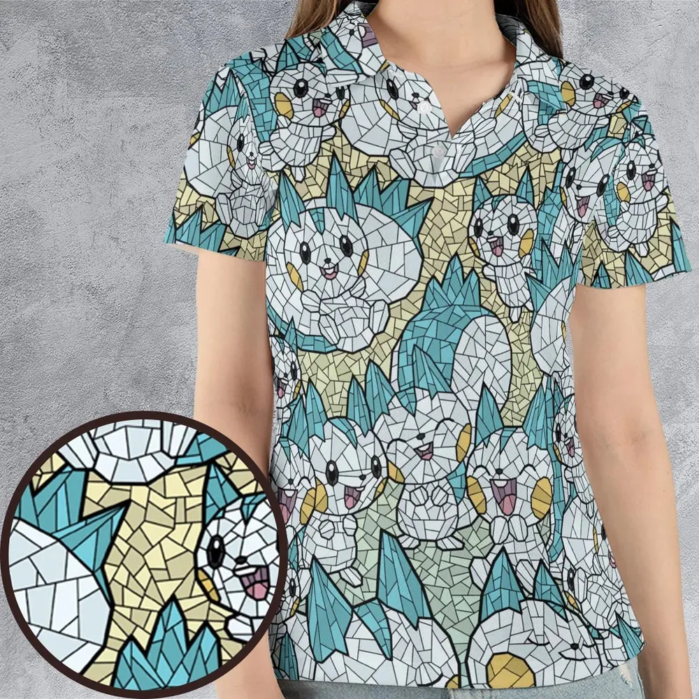 Pachirisu Stained Glass Pokemon AOP Men/Women Polo Shirt - 4