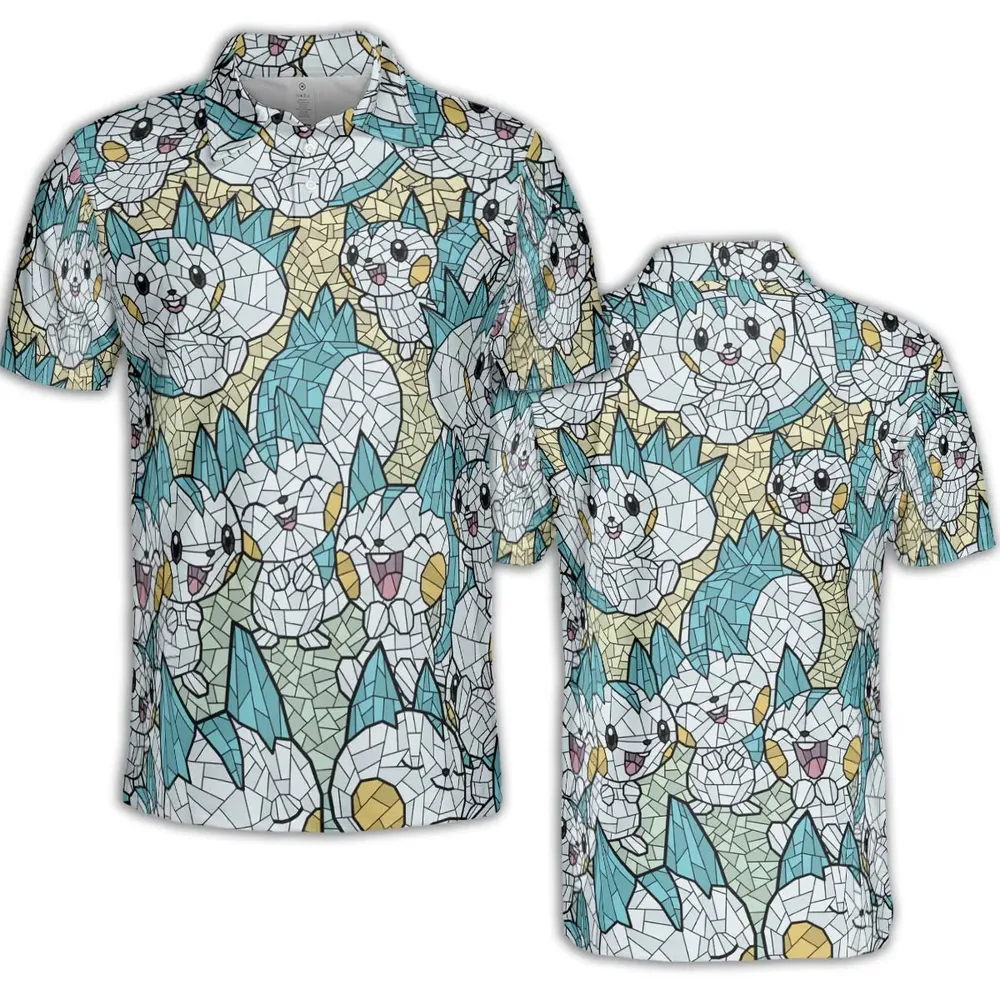 Pachirisu Stained Glass Pokemon AOP Men/Women Polo Shirt - 2