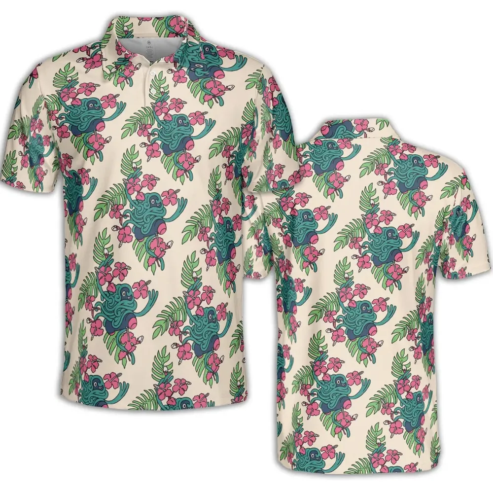 Tropical Tangrowth Pokemon AOP Men/Women Polo Shirt - 2
