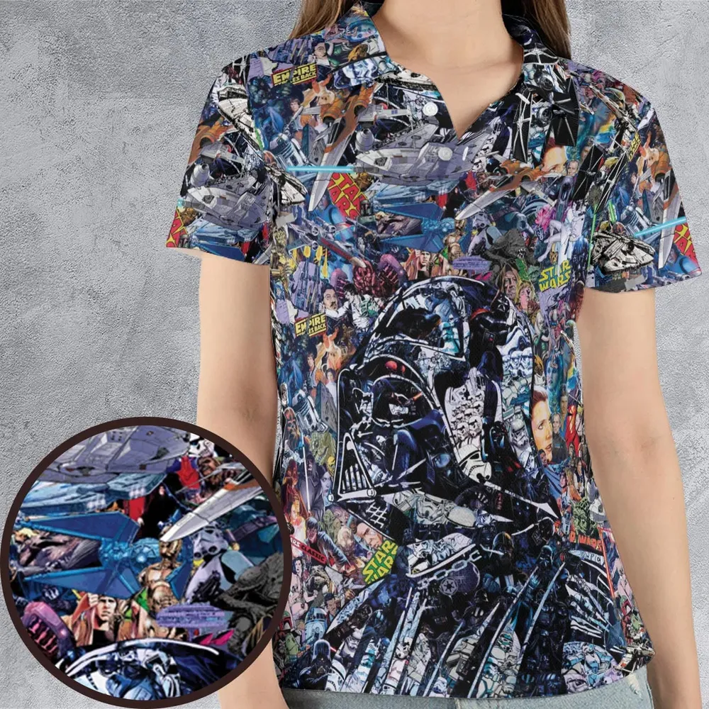 Star Wars Darth Vader All in One AOP Men/Women Polo Shirt - 4
