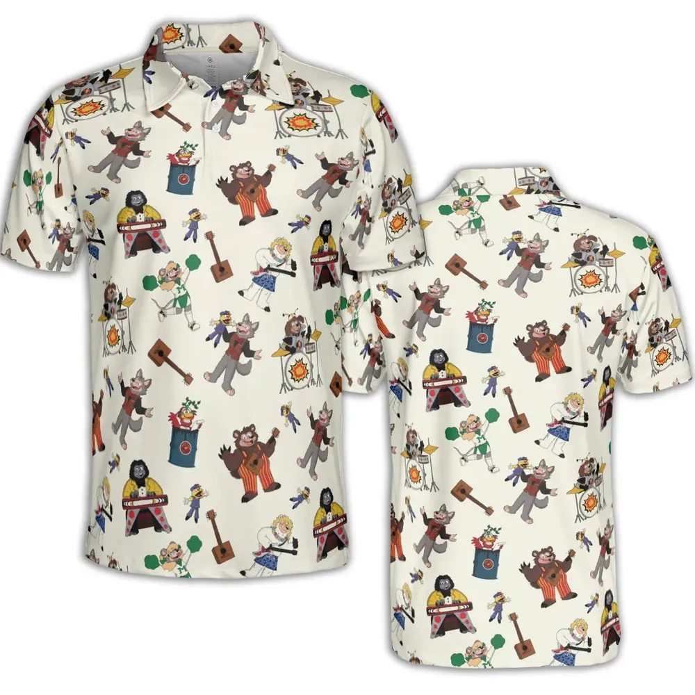 The Rock-afire Explosion Pattern AOP Men/Women Polo Shirt - 2