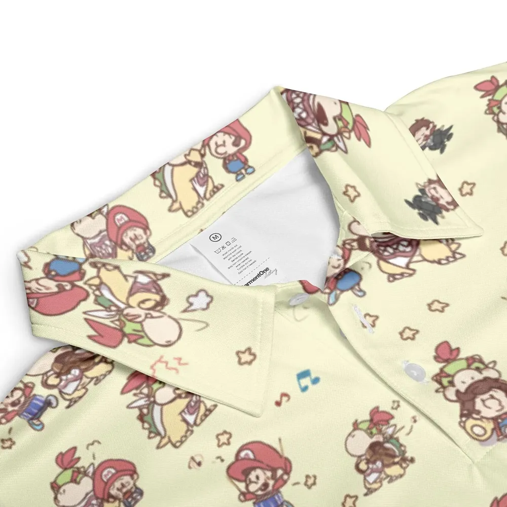 So Cute Bowser and Mario Pattern AOP Men/Women Polo Shirt - 3