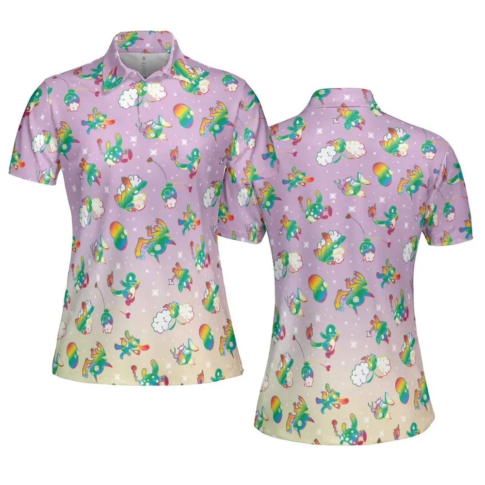 Rainbow Pokemon Pattern AOP Men/Women Polo Shirt - 5