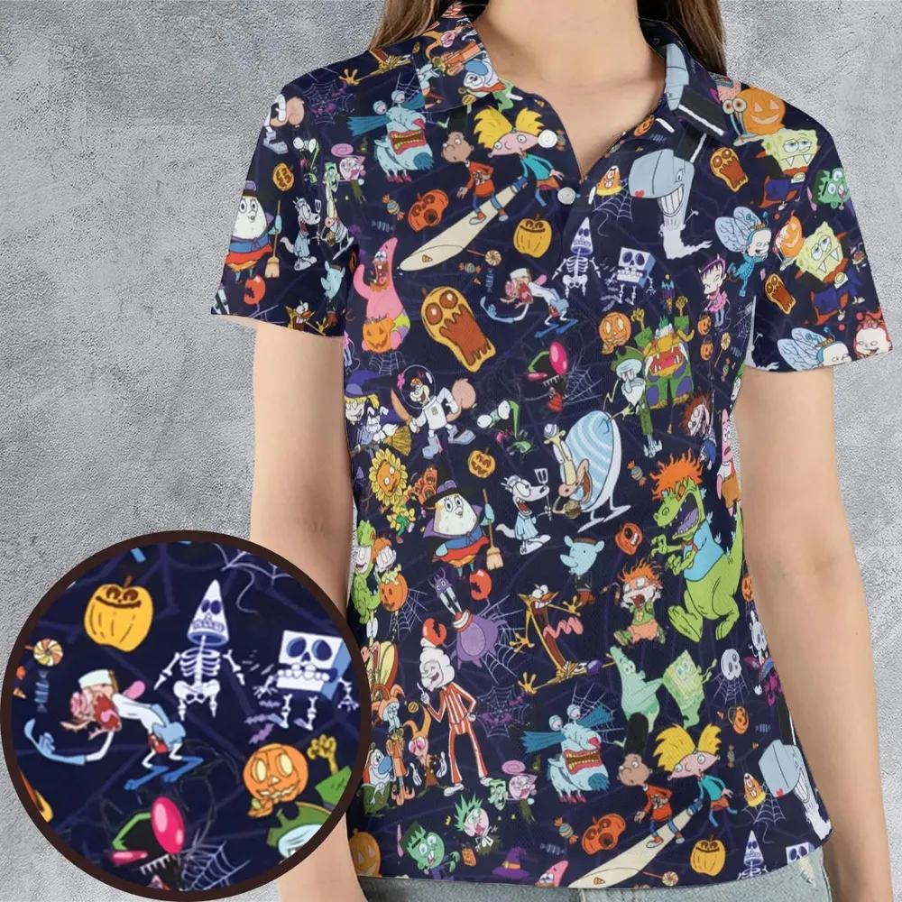 Nickelodeon Halloween Party AOP Men/Women Polo Shirt - 4
