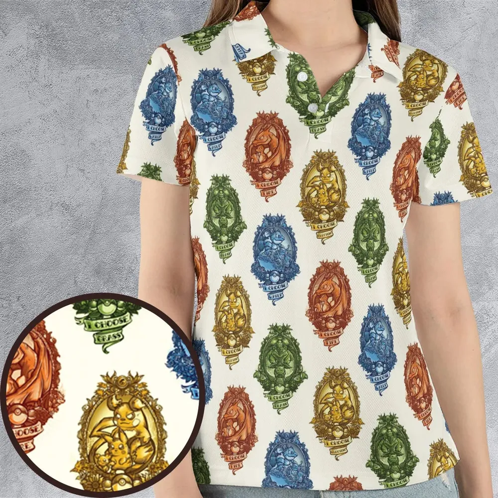Water Grass Electric Fire I Choose Pattern AOP Men/Women Polo Shirt - 4