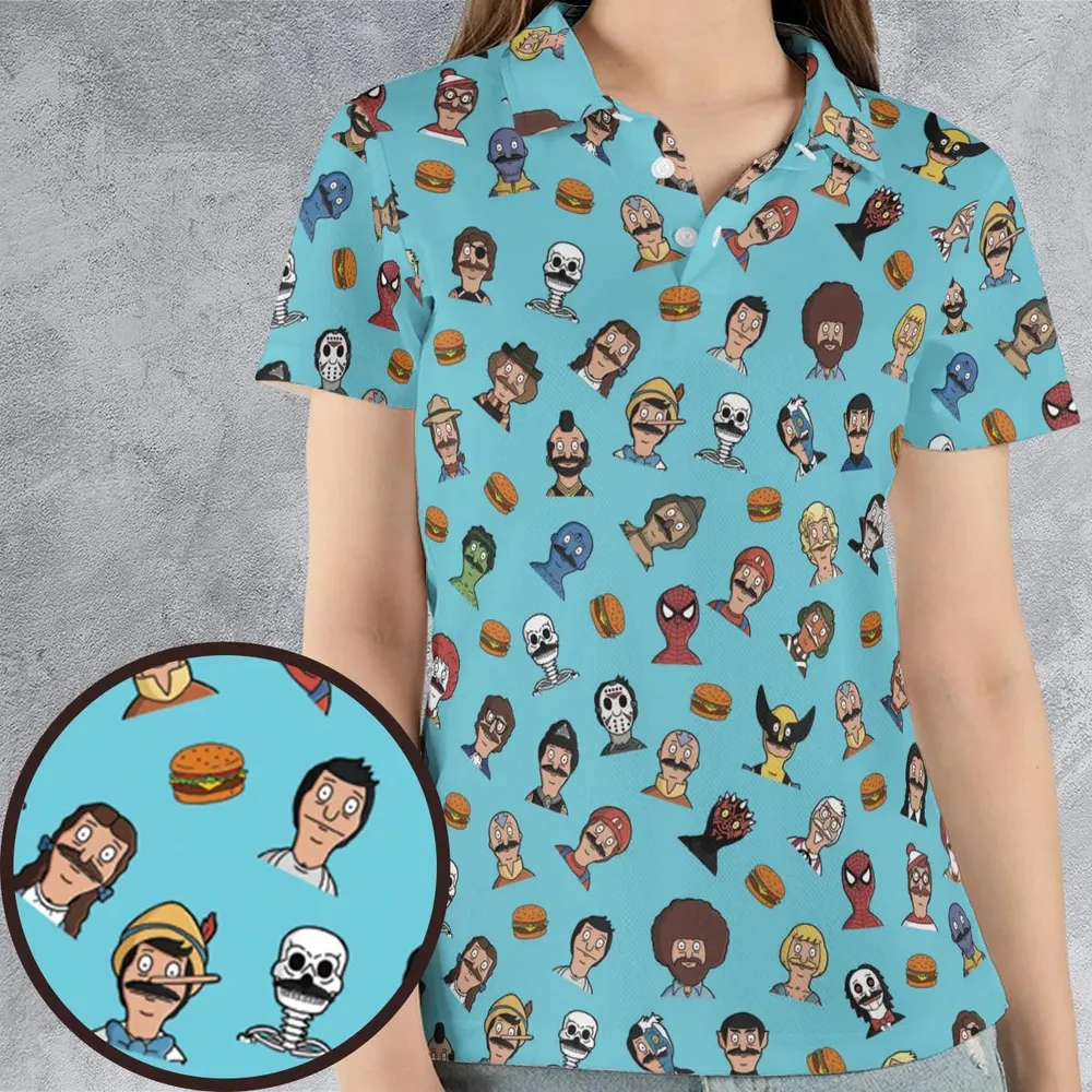 Many Faces of Bob's Burger AOP Men/Women Polo Shirt - 4