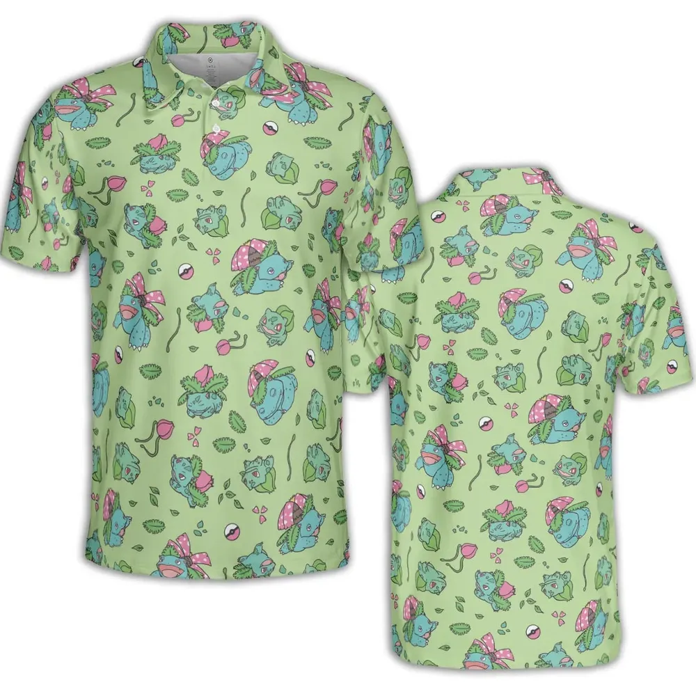 Venusaur Ivysaur and Bulbasaur Pokemon AOP Men/Women Polo Shirt - 2