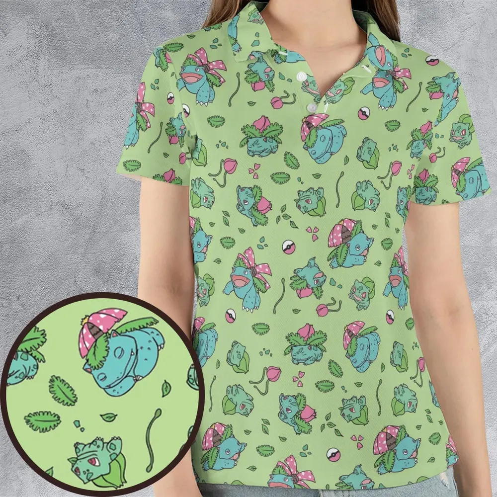 Venusaur Ivysaur and Bulbasaur Pokemon AOP Men/Women Polo Shirt - 4