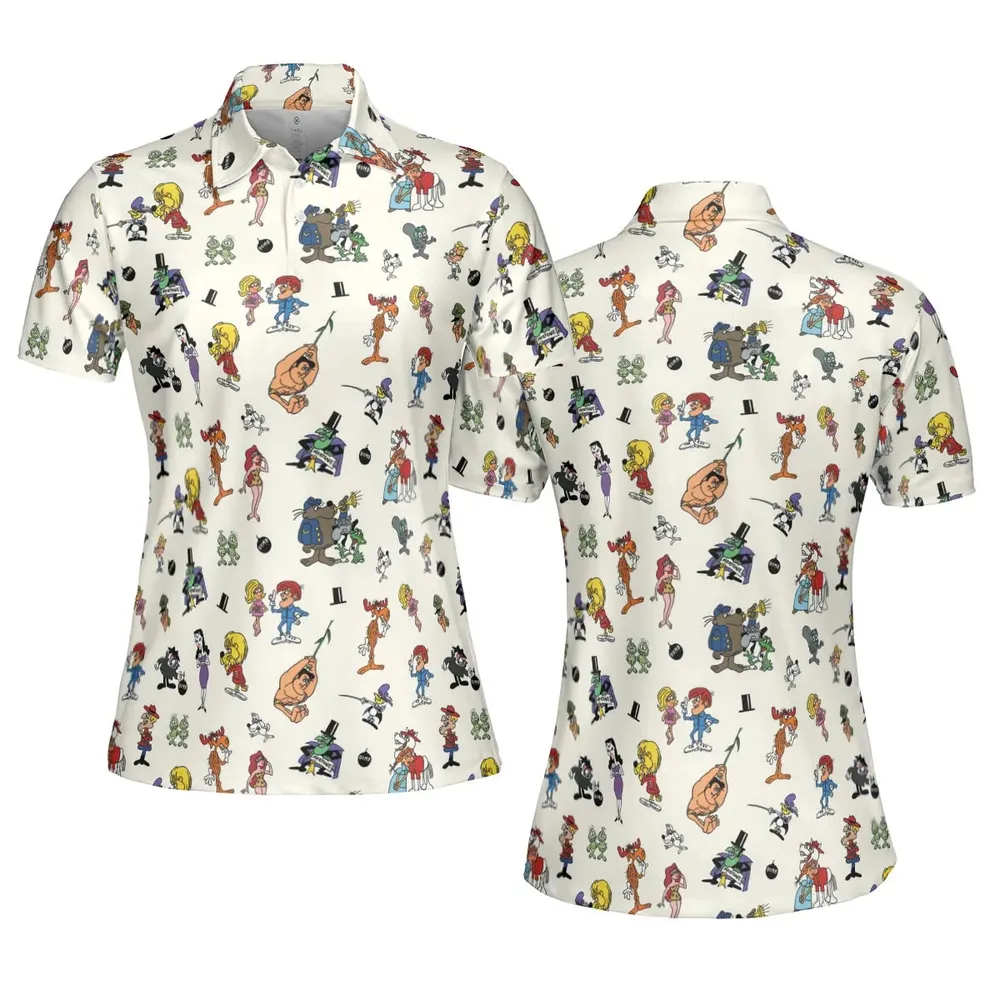 The Adventures of Rocky and Bullwinkle and Friends Characters Pattern AOP Men/Women Polo Shirt - 5