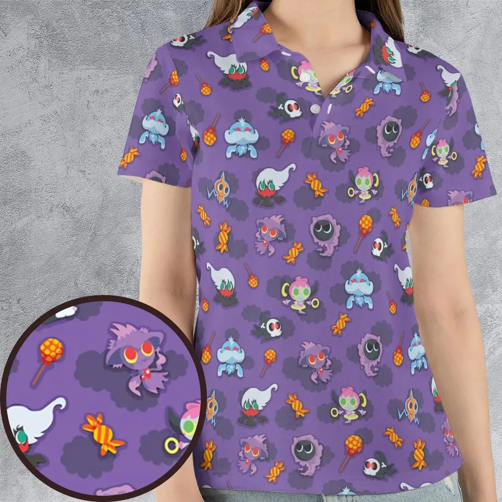 Team Purple Pokemon Pattern AOP Men/Women Polo Shirt - 4