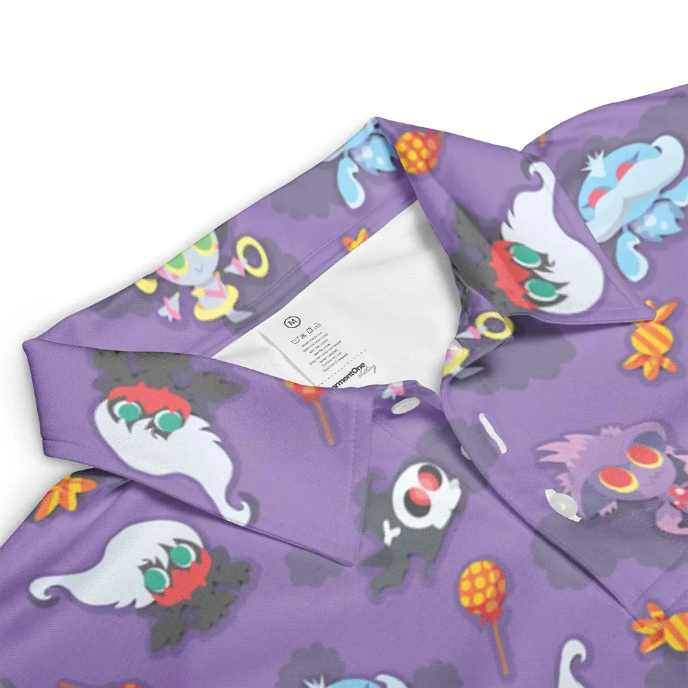 Team Purple Pokemon Pattern AOP Men/Women Polo Shirt - 3