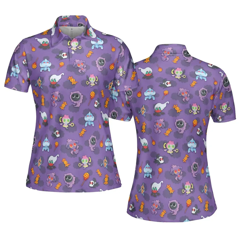 Team Purple Pokemon Pattern AOP Men/Women Polo Shirt - 5