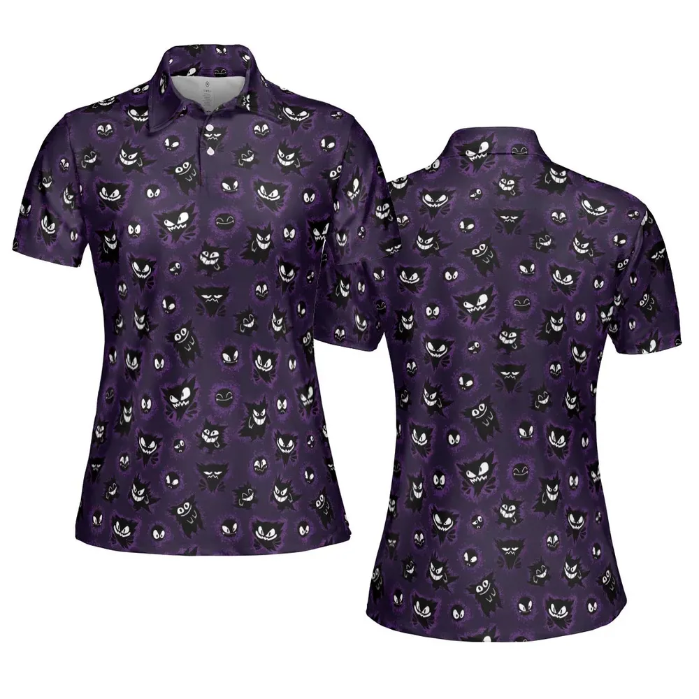 Gastly Haunter and Gengar Pokemon Pattern AOP Men/Women Polo Shirt - 5