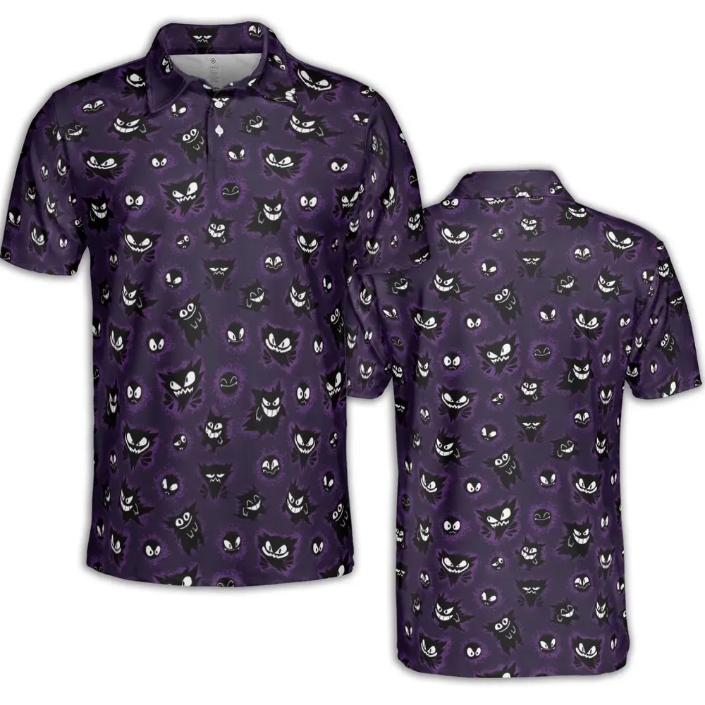 Gastly Haunter and Gengar Pokemon Pattern AOP Men/Women Polo Shirt - 2