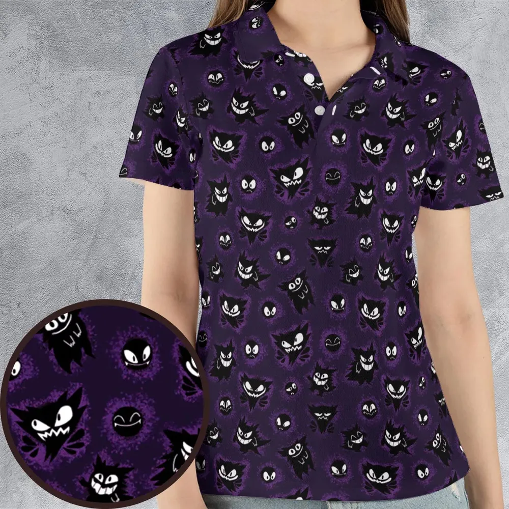 Gastly Haunter and Gengar Pokemon Pattern AOP Men/Women Polo Shirt - 4