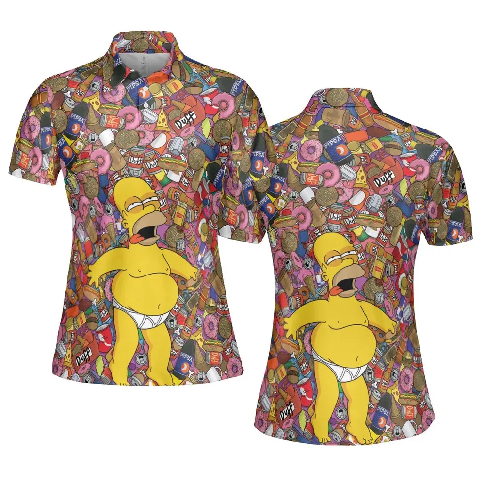 Homer Simpson Getting Drunk Duff Beer The Simpsons AOP Men/Women Polo Shirt - 5