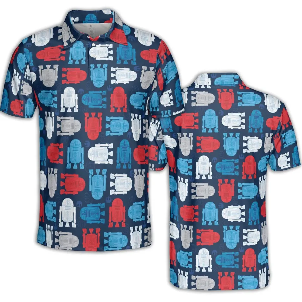 R2-D2 Star Wars 4th of July Pattern AOP Men/Women Polo Shirt - 2