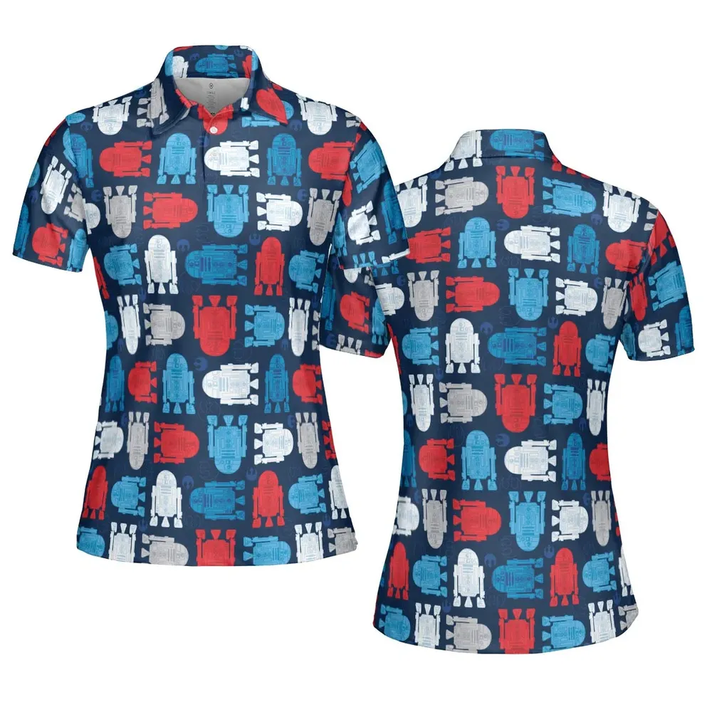 R2-D2 Star Wars 4th of July Pattern AOP Men/Women Polo Shirt - 5