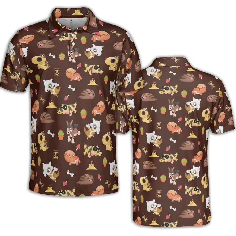 Ground Type Pokemon Pattern AOP Men/Women Polo Shirt - 2