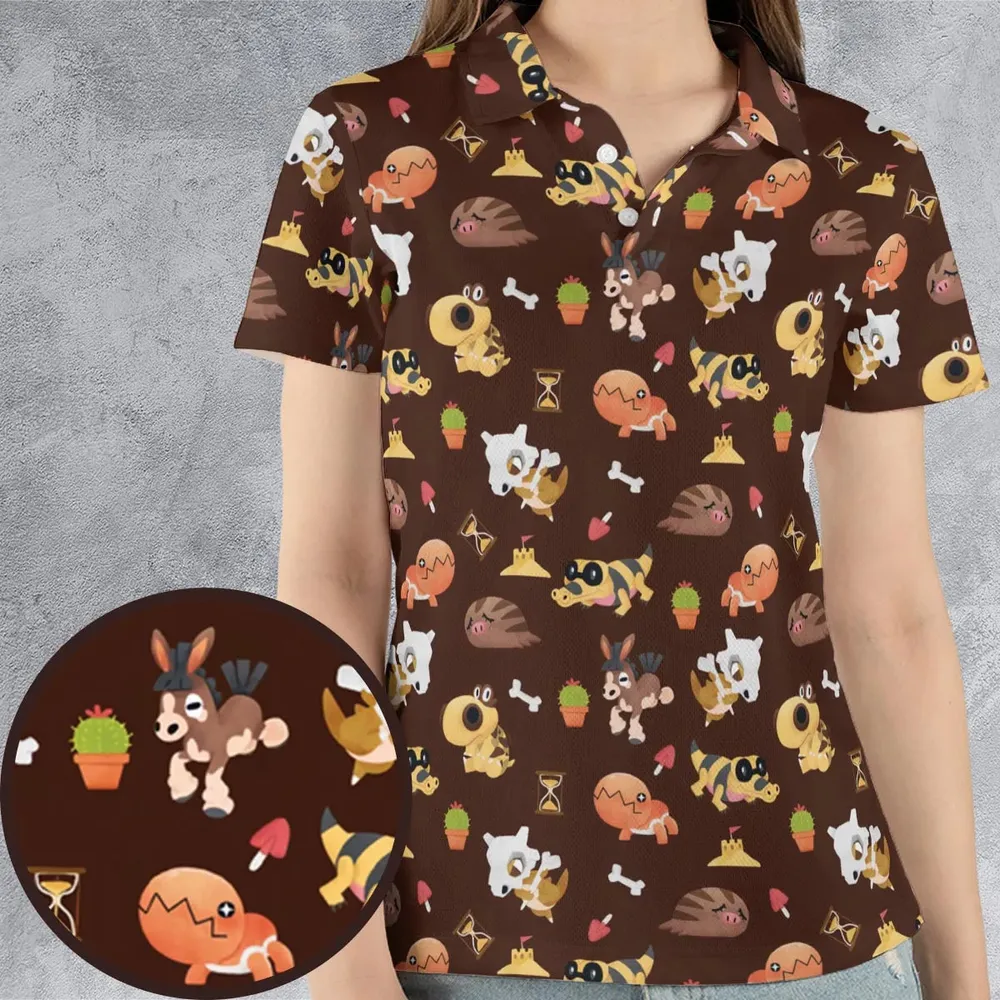 Ground Type Pokemon Pattern AOP Men/Women Polo Shirt - 4