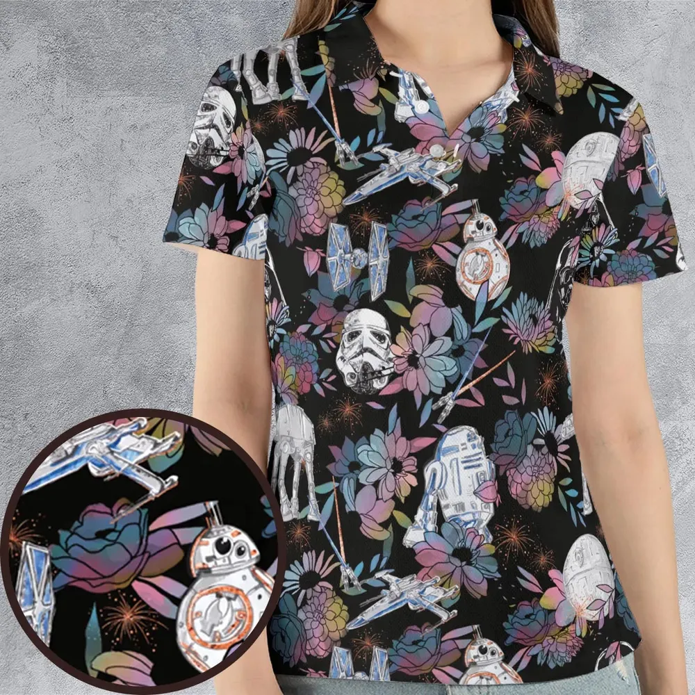 Floral Wars Dark Side Star Wars Pattern AOP Men/Women Polo Shirt - 4
