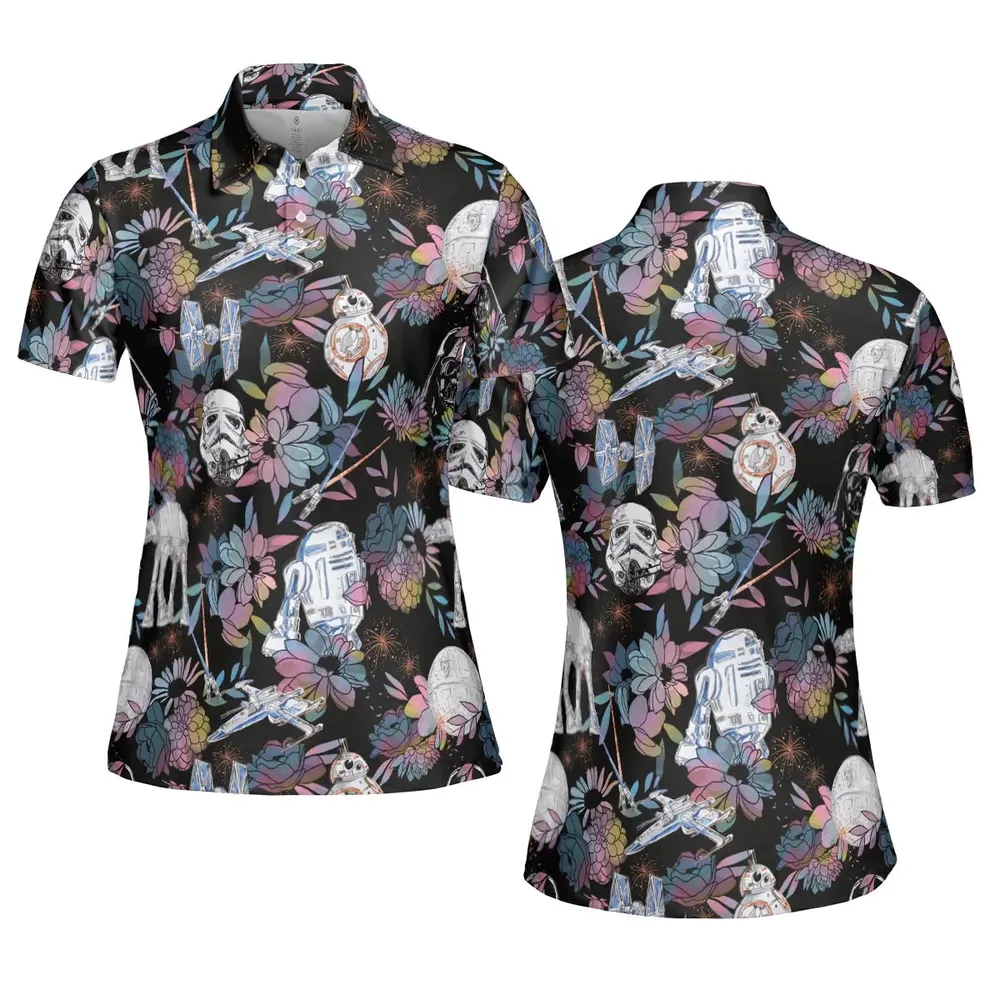 Floral Wars Dark Side Star Wars Pattern AOP Men/Women Polo Shirt - 5