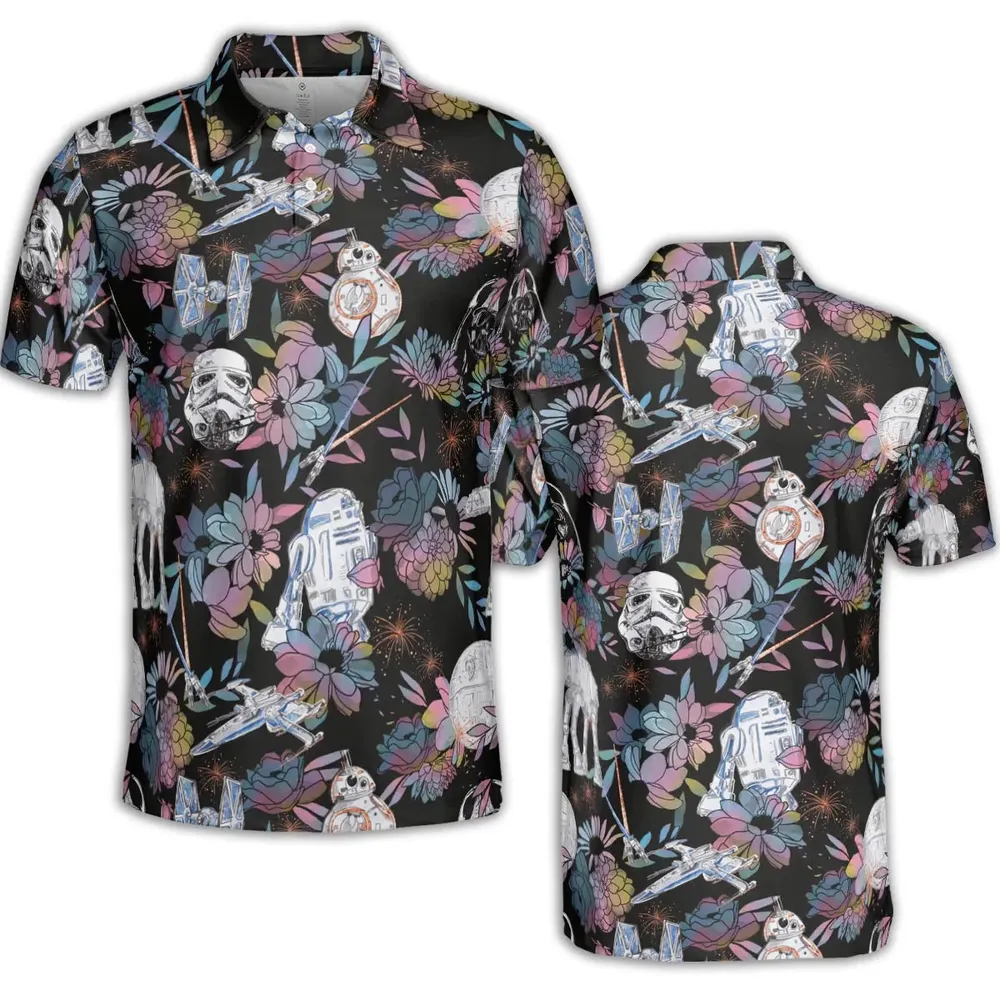 Floral Wars Dark Side Star Wars Pattern AOP Men/Women Polo Shirt - 2