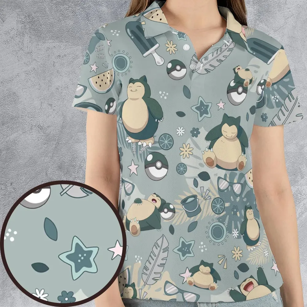 Summer Relax Snorlax Pokemon AOP Men/Women Polo Shirt - 4